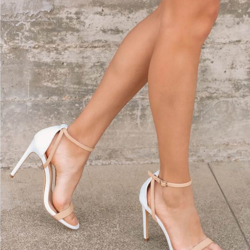 Lulu's White and Tan Heels